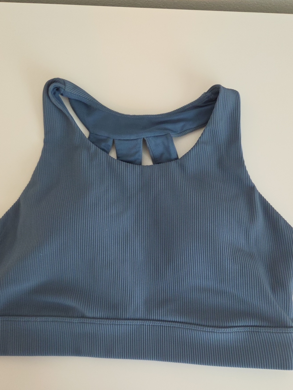 Women's Ribbed High-Neck Bralette - Slate Blue